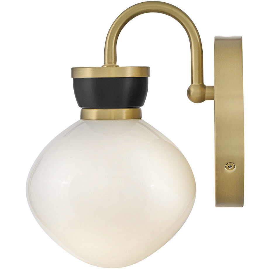 Lucy 1 Light 7.75 inch Lacquered Brass with Black Bath Light Wall Light