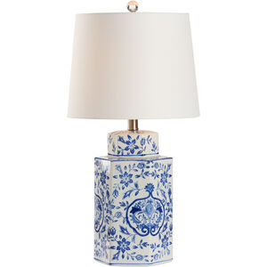 Blue and White 18 inch 100.00 watt Blue and White/Cream Table Lamp Portable Light