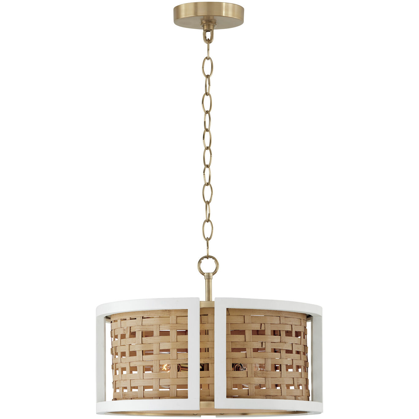 Lola 4 Light 16 inch Flat White and Matte Brass Semi-Flush Mount Ceiling Light, Convertible Dual Mount