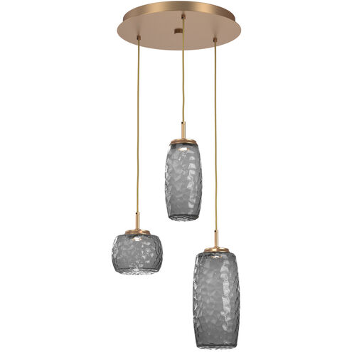 Vessel LED Novel Brass Multi-Pendant Ceiling Light in Smoke, 2700K LED