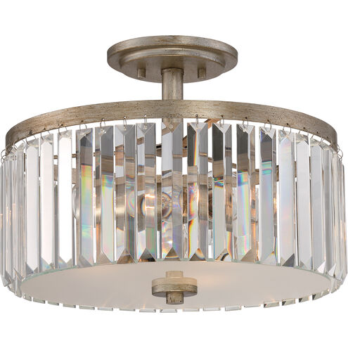 Mirage 3 Light 15 inch Vintage Gold Semi-Flush Mount Ceiling Light