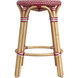 Tobias Rattan Round 24" Counter Stool in Red and White Dot