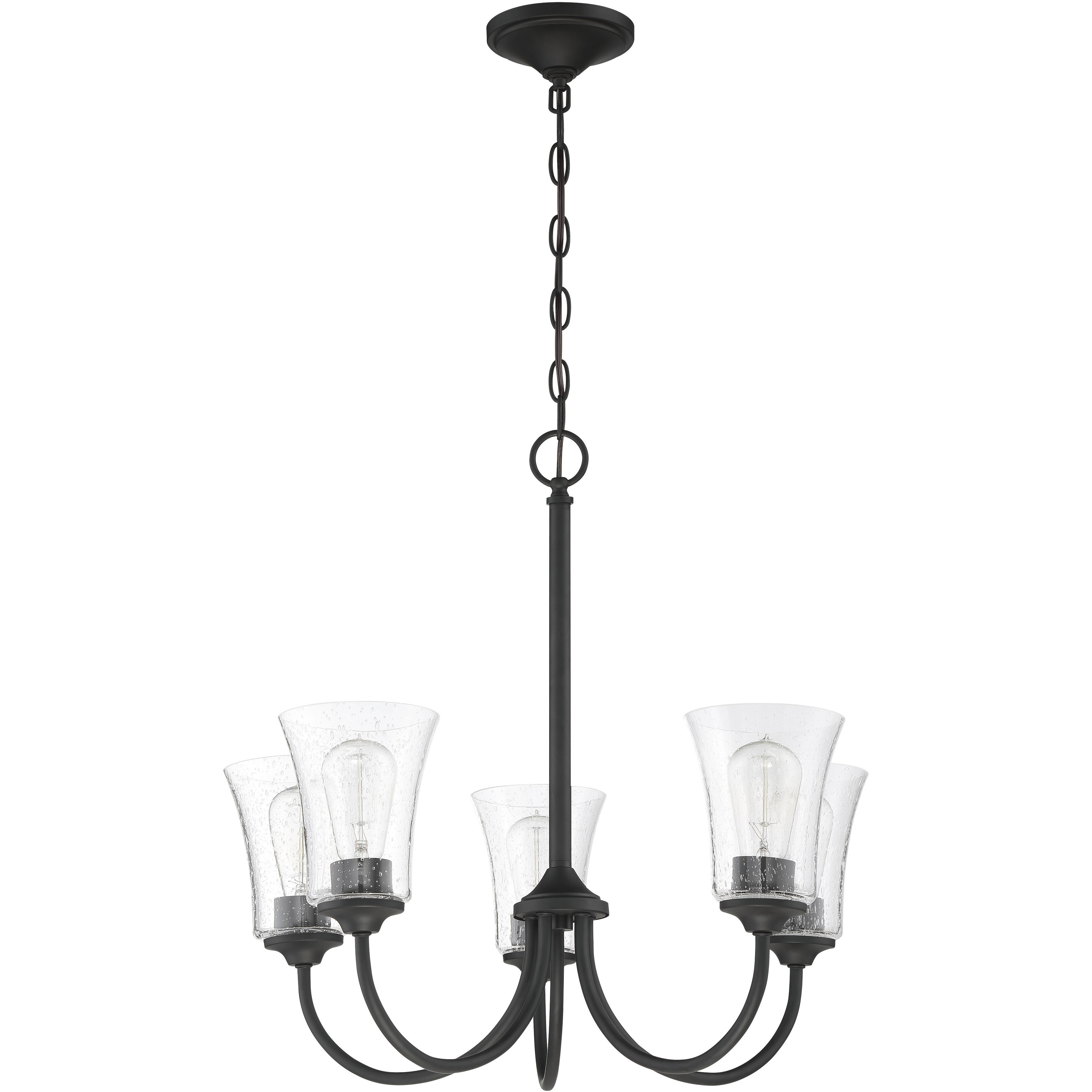 Neighborhood Gwyneth 5 Light 23 inch Flat Black Chandelier Ceiling Light in Clear Seeded, Neighborhood Collection