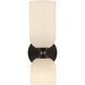 Alora Mood Nelly 2 Light 4 inch Matte Black and Glossy Ribbed Opal Glass Bath Vanity Wall Light in Glossy Opal Ribbed Glass Shade