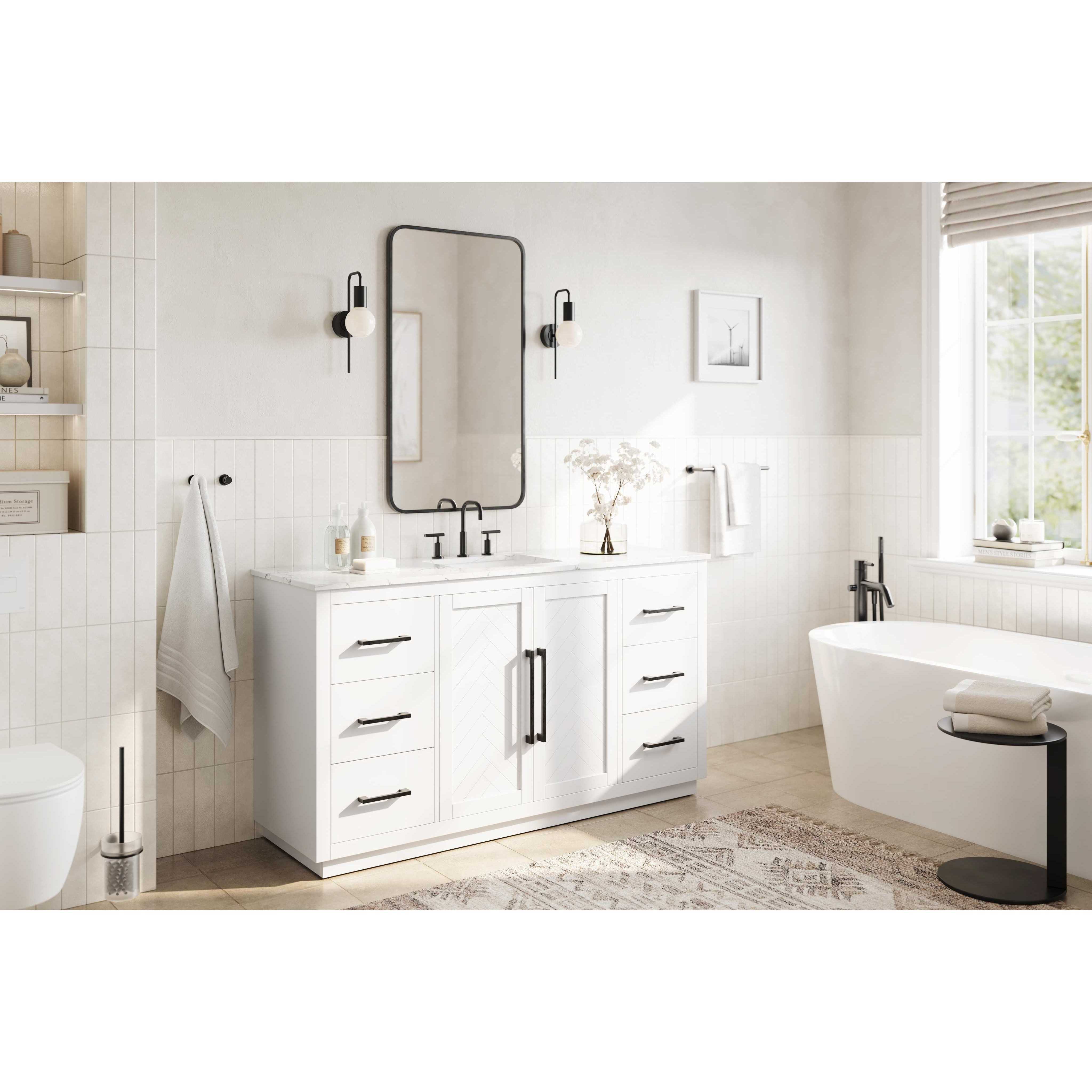 Chase 60 X 34 inch White Bathroom Vanity Cabinet