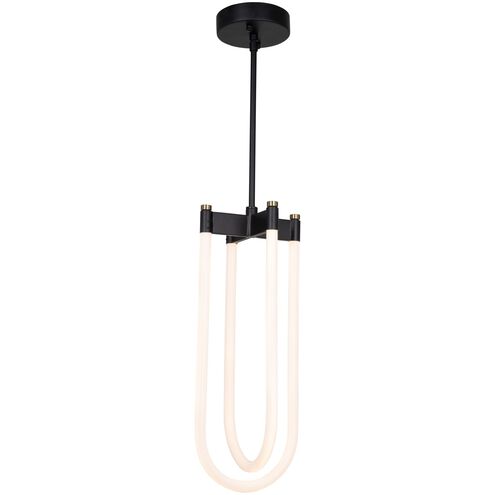 Cascata LED 8 inch Black and Brushed Brass Down Pendant Ceiling Light