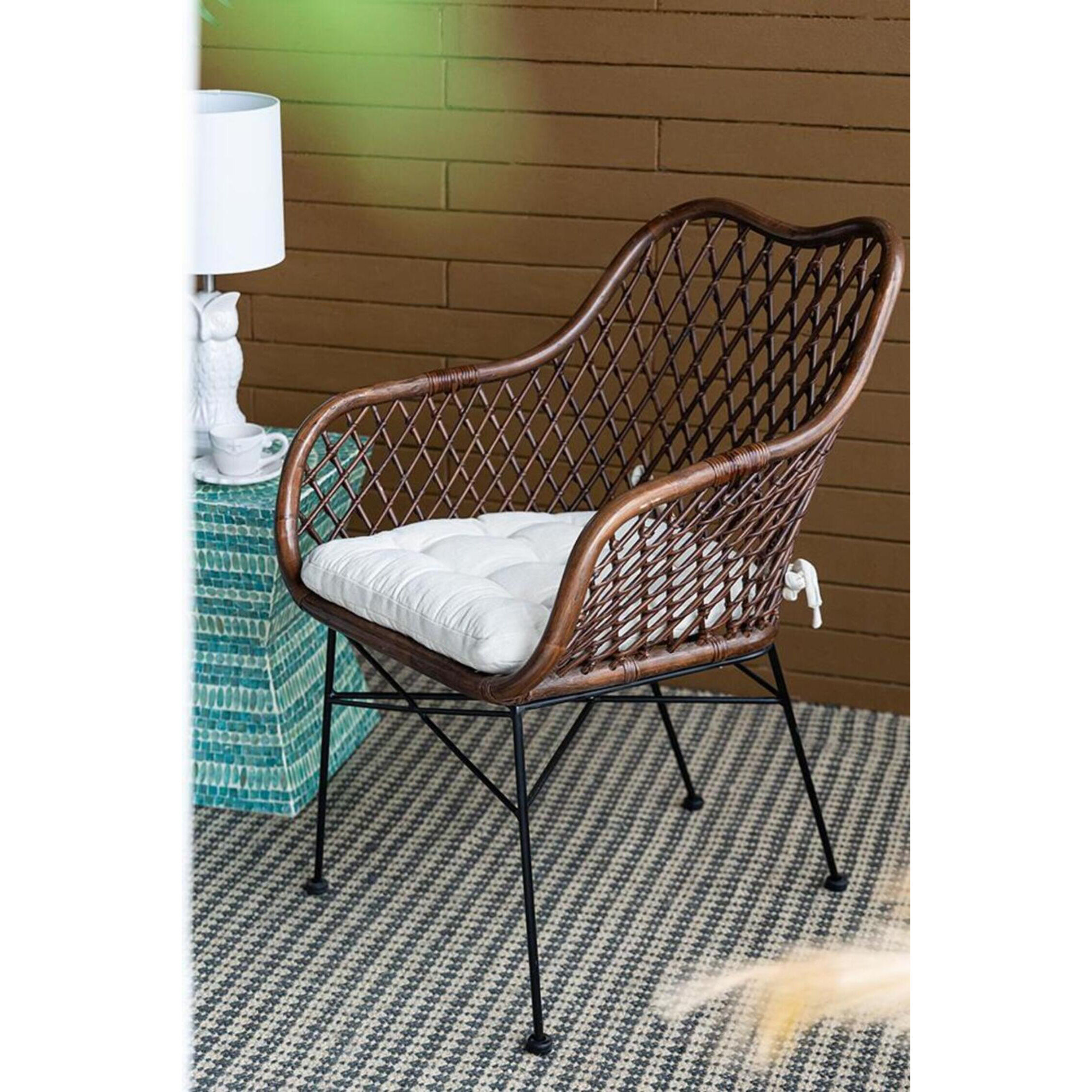 Palapa Black and Natural and White Armchair, With Cushion