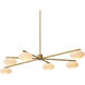 Evergreen 6 Light 44.49 inch Antique Brass and White Glass Chandelier Ceiling Light, Large