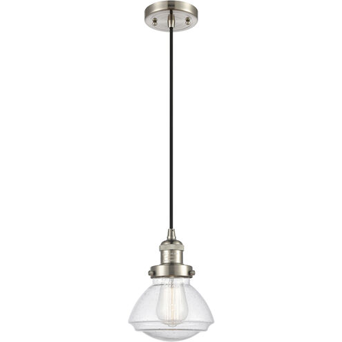 Franklin Restoration Olean 1 Light 6.75 inch Brushed Satin Nickel Mini Pendant Ceiling Light in Incandescent, Seedy, Franklin Restoration
