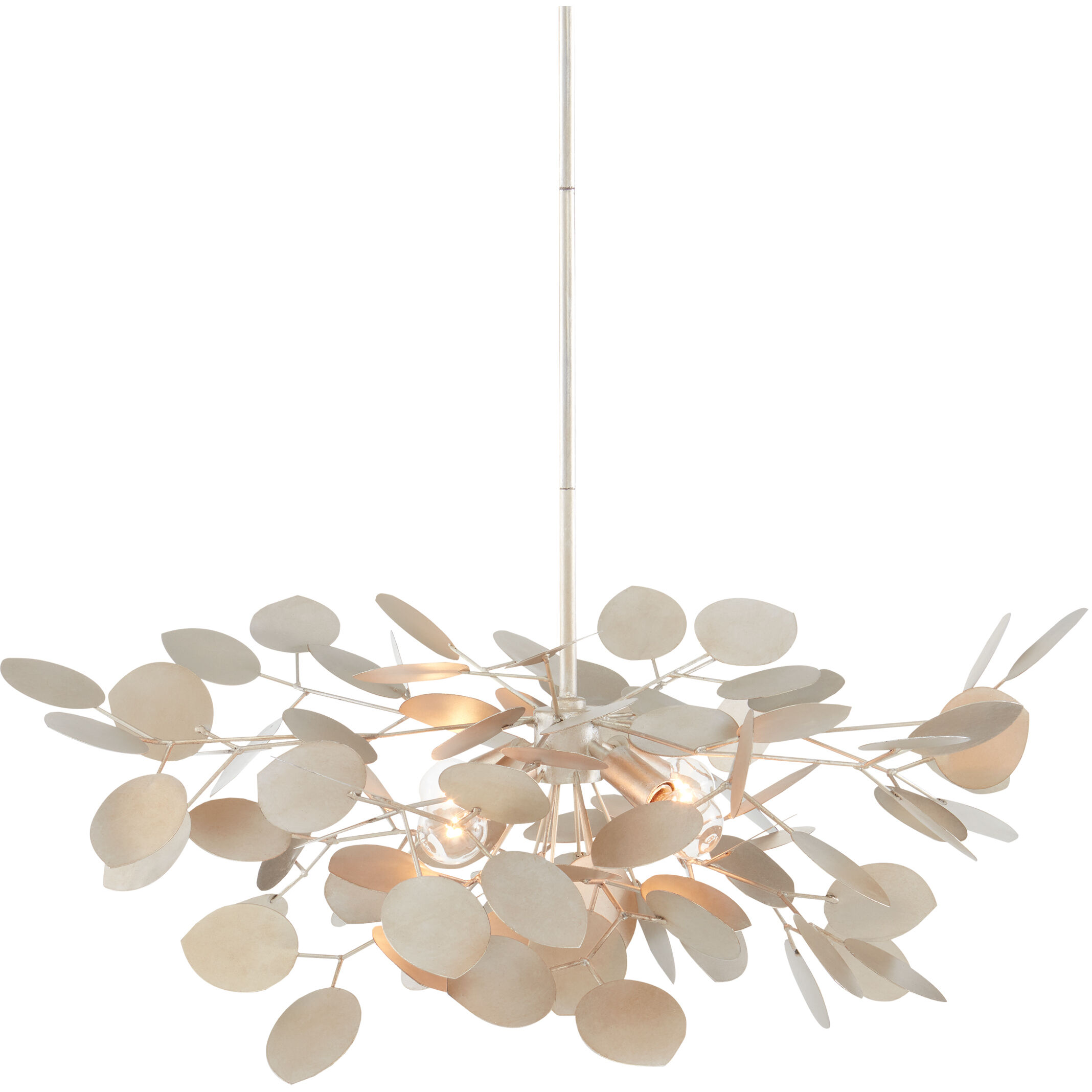 Lunaria 4 Light 31 inch Contemporary Silver Leaf Chandelier Ceiling Light, Small