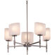 Fusion 5 Light 24 inch Brushed Nickel Chandelier Ceiling Light in Oval, Incandescent, Frosted Crackle Fusion