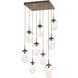Meteo LED LED Burnished Bronze Chandelier Ceiling Light, Square Multi-Pendant