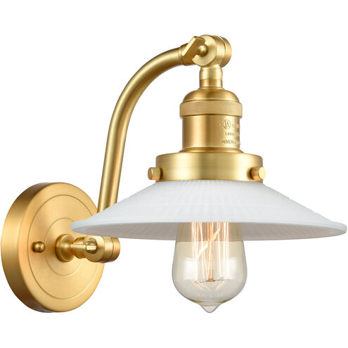 Franklin Restoration Halophane 1 Light 9 inch Satin Gold Sconce Wall Light in Matte White Halophane Glass, Franklin Restoration