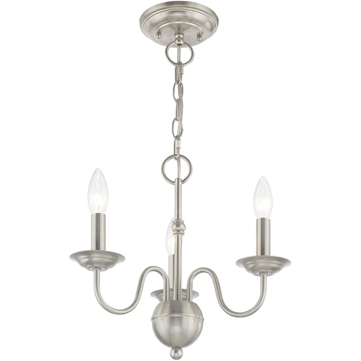 Windsor 3 Light 14 inch Brushed Nickel Mini Chandelier Ceiling Light