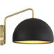 Vintage 1 Light 10 inch Matte Black with Natural Brass Wall Sconce Wall Light