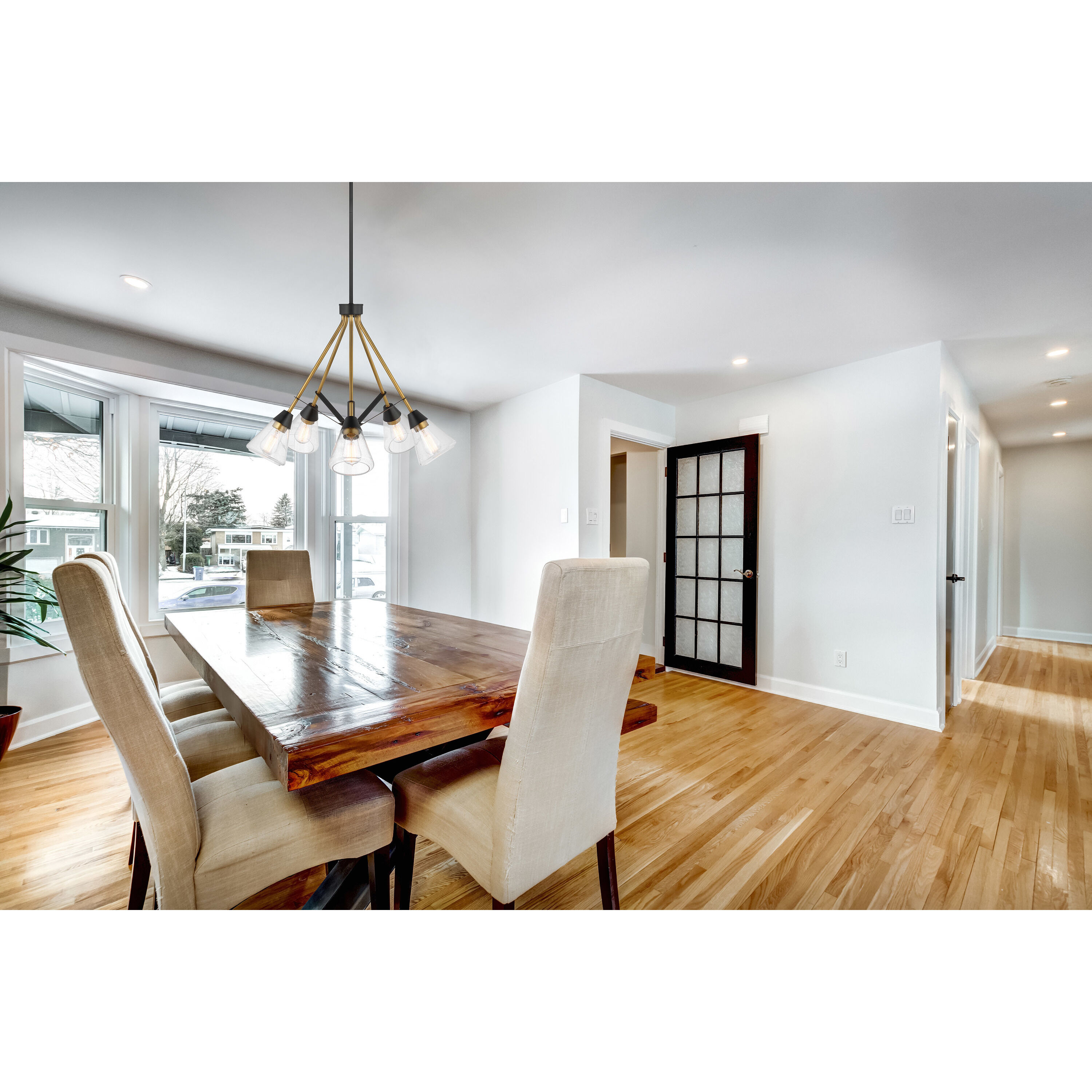 Starlight 5 Light 28.13 inch Matte Black and Natural Brass Chandelier Ceiling Light