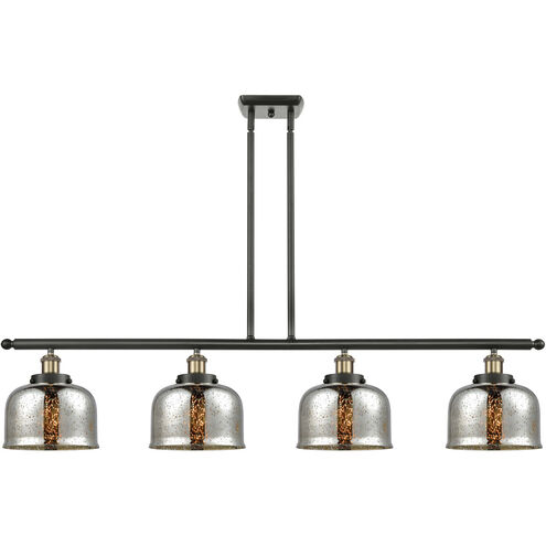 Ballston Bell LED 48 inch Black Antique Brass Island Light Ceiling Light in Silver Plated Mercury Glass