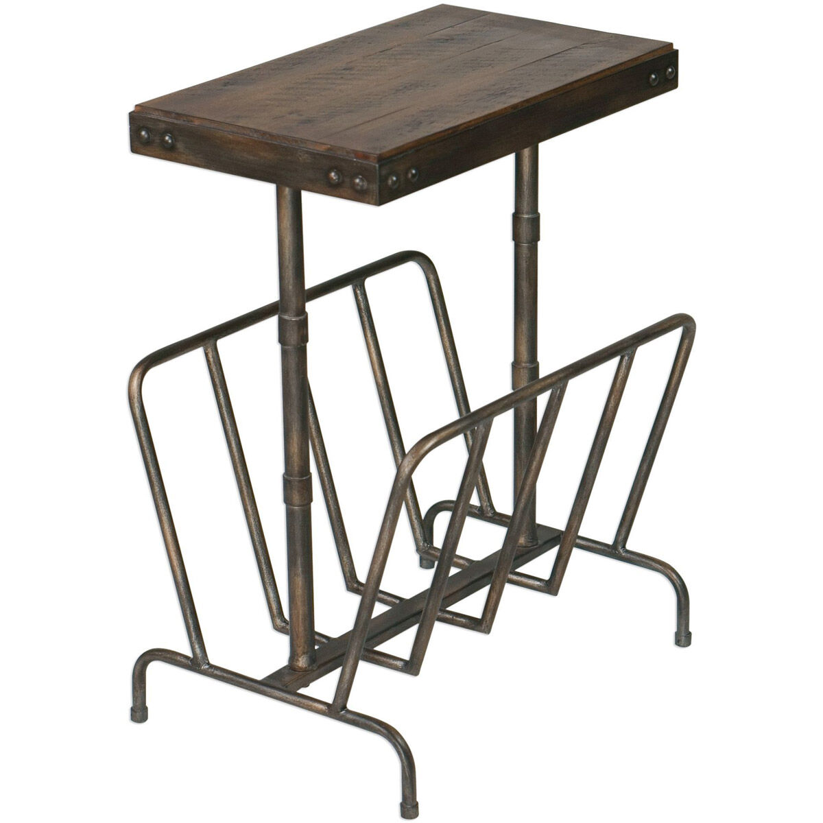 Sonora 26 X 17 inch Burnished Brushed Iron and Distressed Warm Walnut Magazine Side Table
