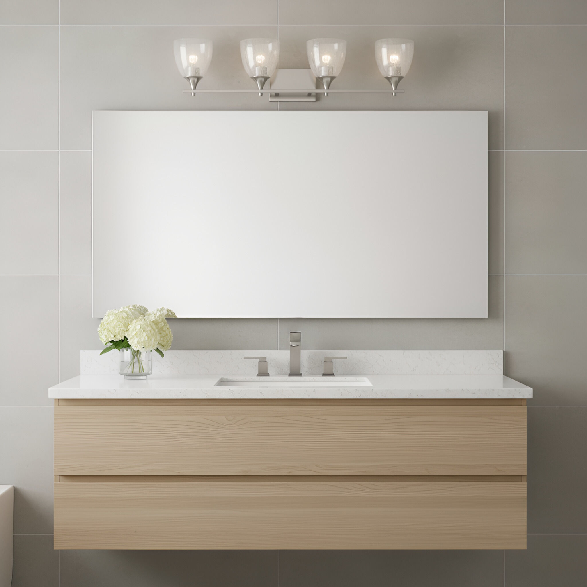 Drew & Jonathan Toffino 4 Light 36 inch Brushed Nickel Vanity Light Wall Light in Clear Crackle Glass