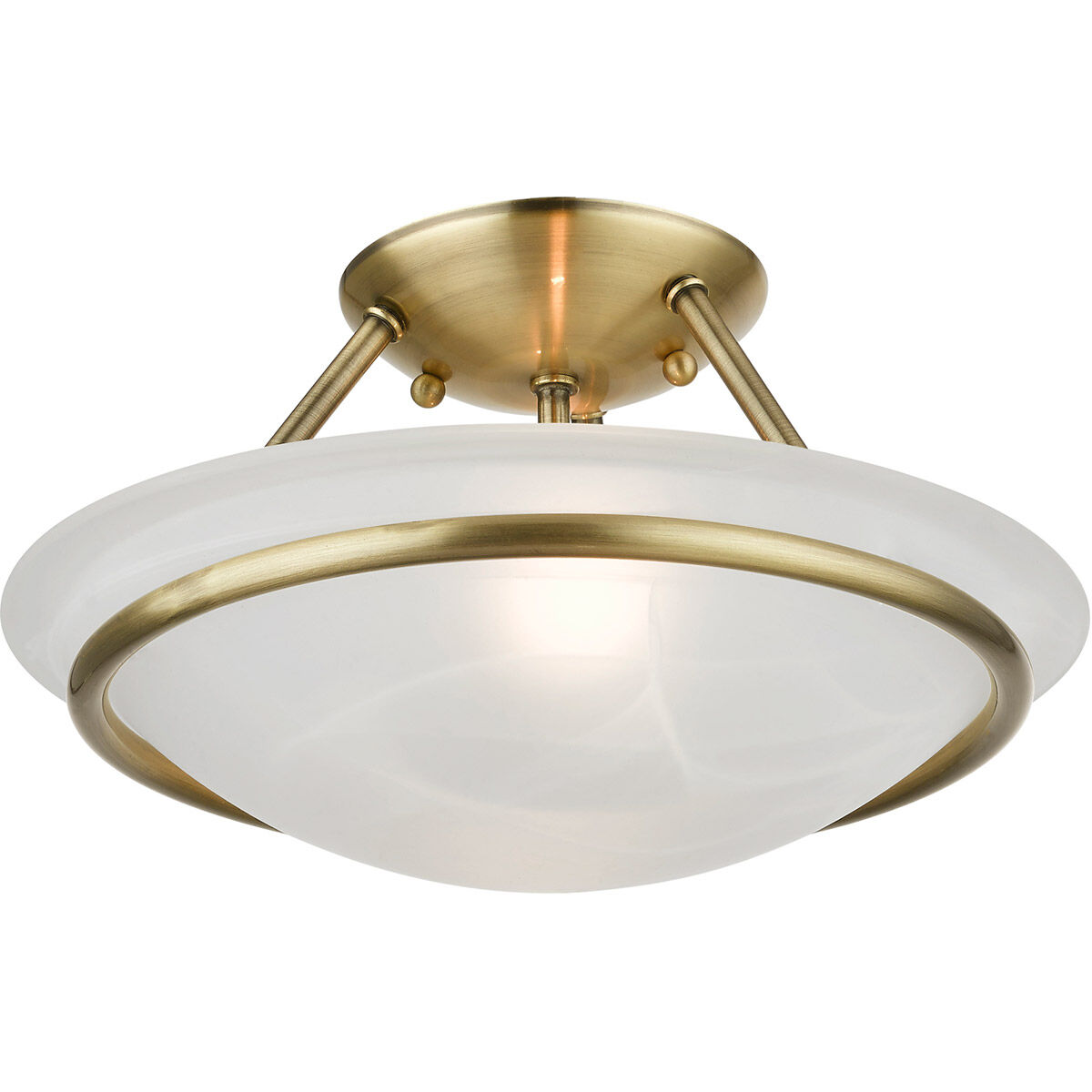 Newburgh 2 Light 12 inch Antique Brass Semi-Flush Ceiling Light