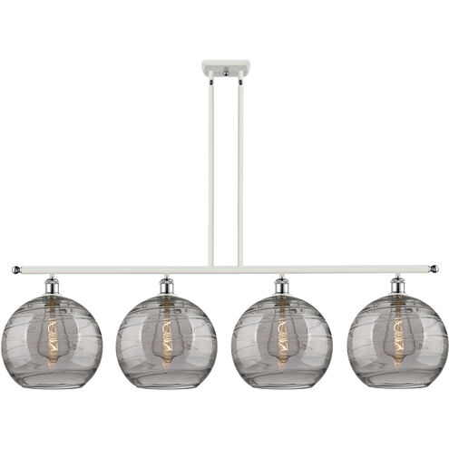 Ballston Athens Deco Swirl 4 Light 50.25 inch White Polished Chrome Stem Hung Island Light Ceiling Light