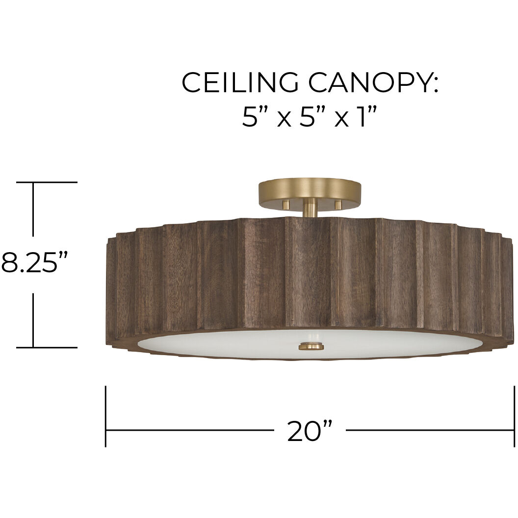 Cody 4 Light 20 inch Matte Brass Semi-Flush Mount Ceiling Light