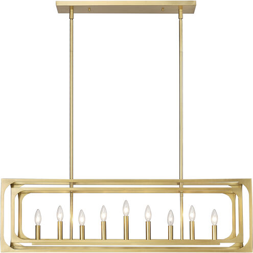 Easton 9 Light 44 inch Rubbed Brass Linear Chandelier Ceiling Light