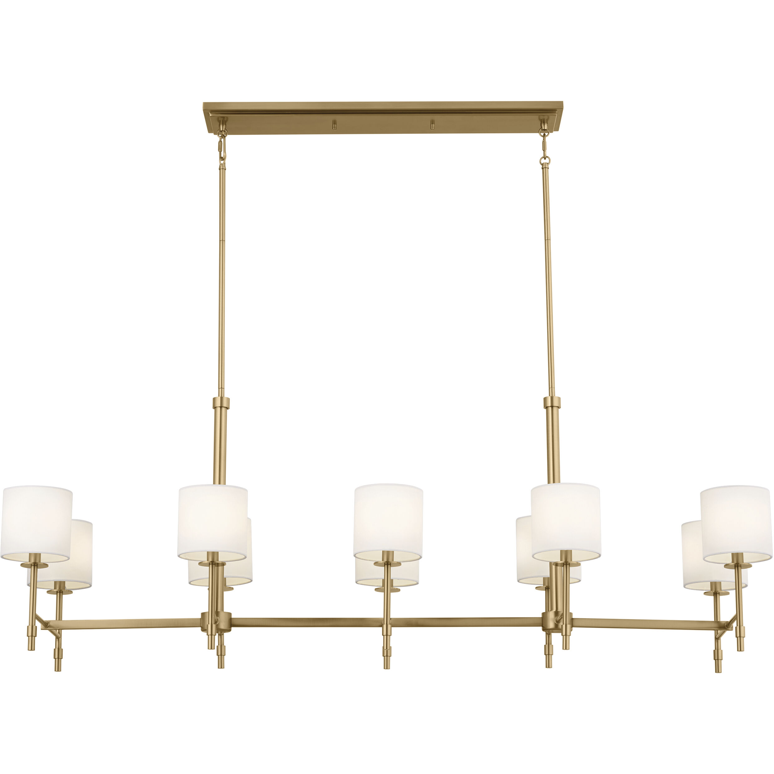 Ali 10 Light 17 inch Brushed Natural Brass Chandelier Linear Ceiling Light