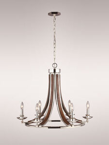 Solstice 6 Light 28 inch Polished Nickel with Paint for Wood Chandelier Ceiling Light