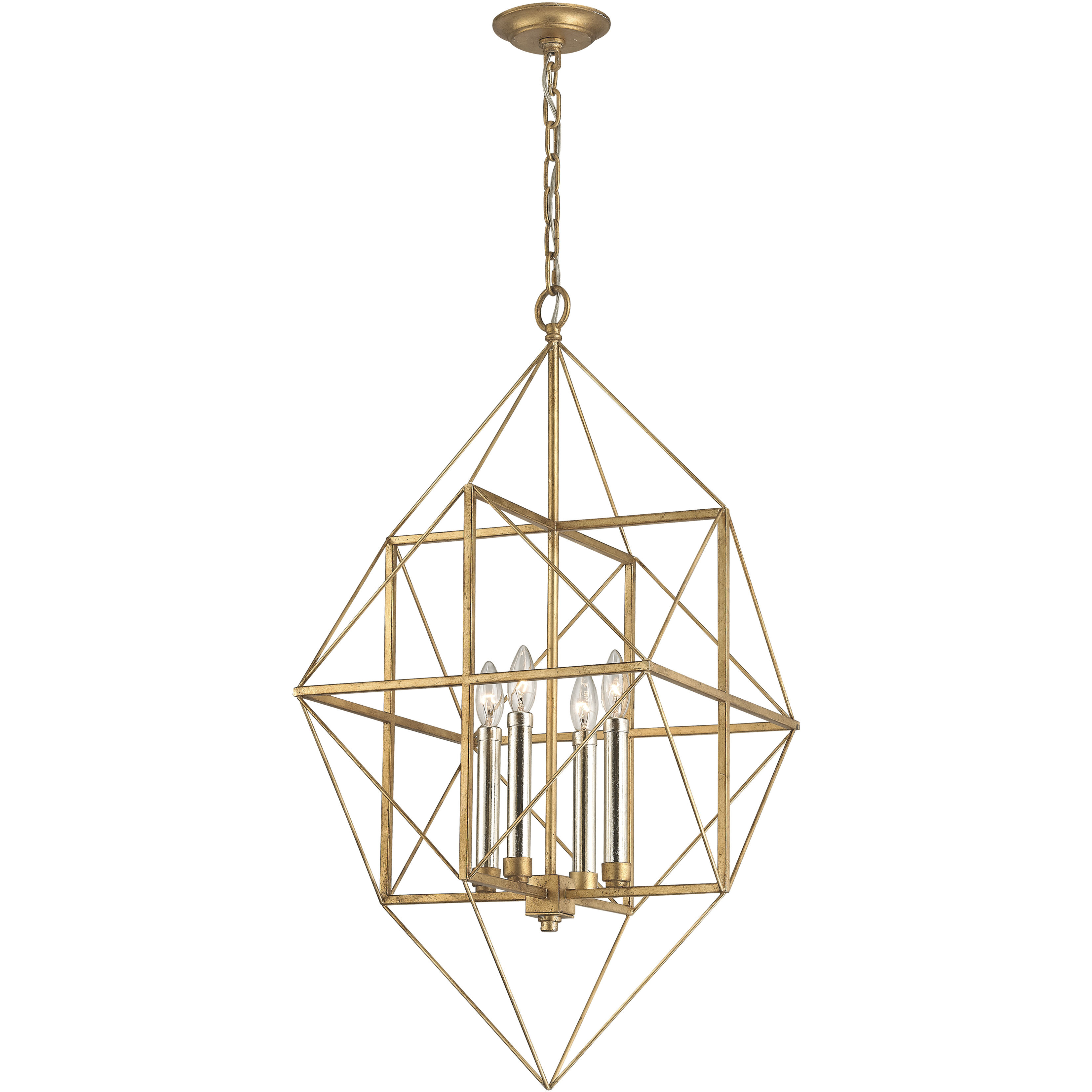 Connexions 4 Light 16 inch Gold Leaf with Silver Chandelier Ceiling Light