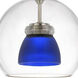 Double Glass LED 6 inch Frosted Blue Mini Pendant Ceiling Light in Blue Frost, Clear