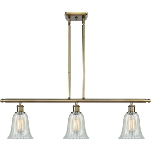 Ballston Hanover 3 Light 36 inch Antique Brass Island Light Ceiling Light in Incandescent, Mouchette Glass, Ballston