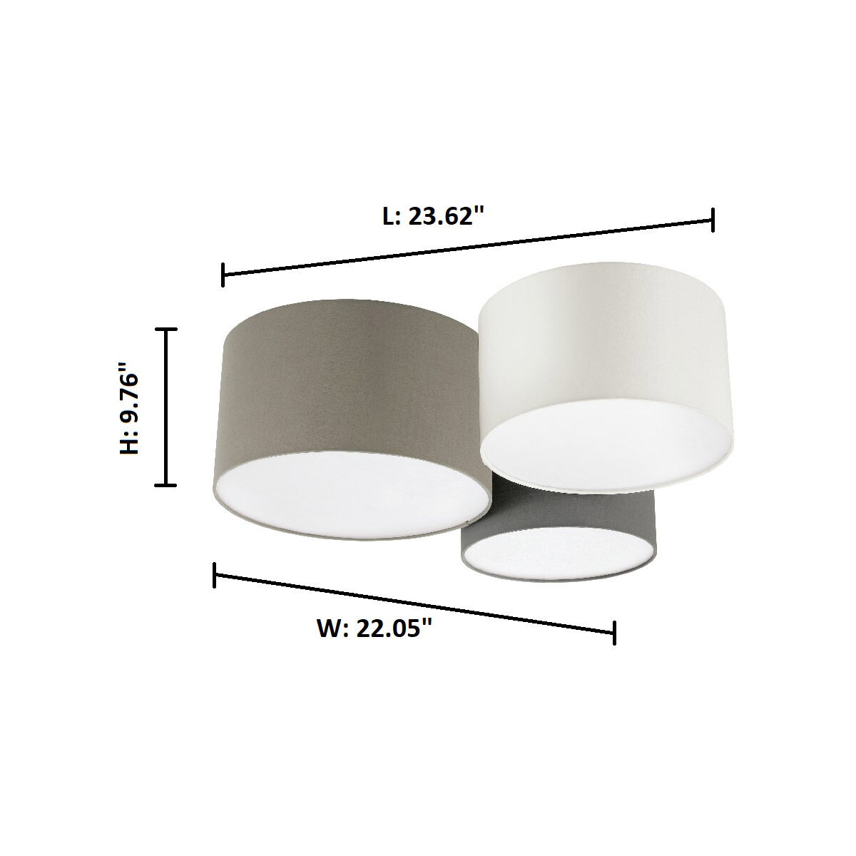 Pastore 1 3 Light 23.62 inch Taupe and White and Grey Flush Mount Ceiling Light