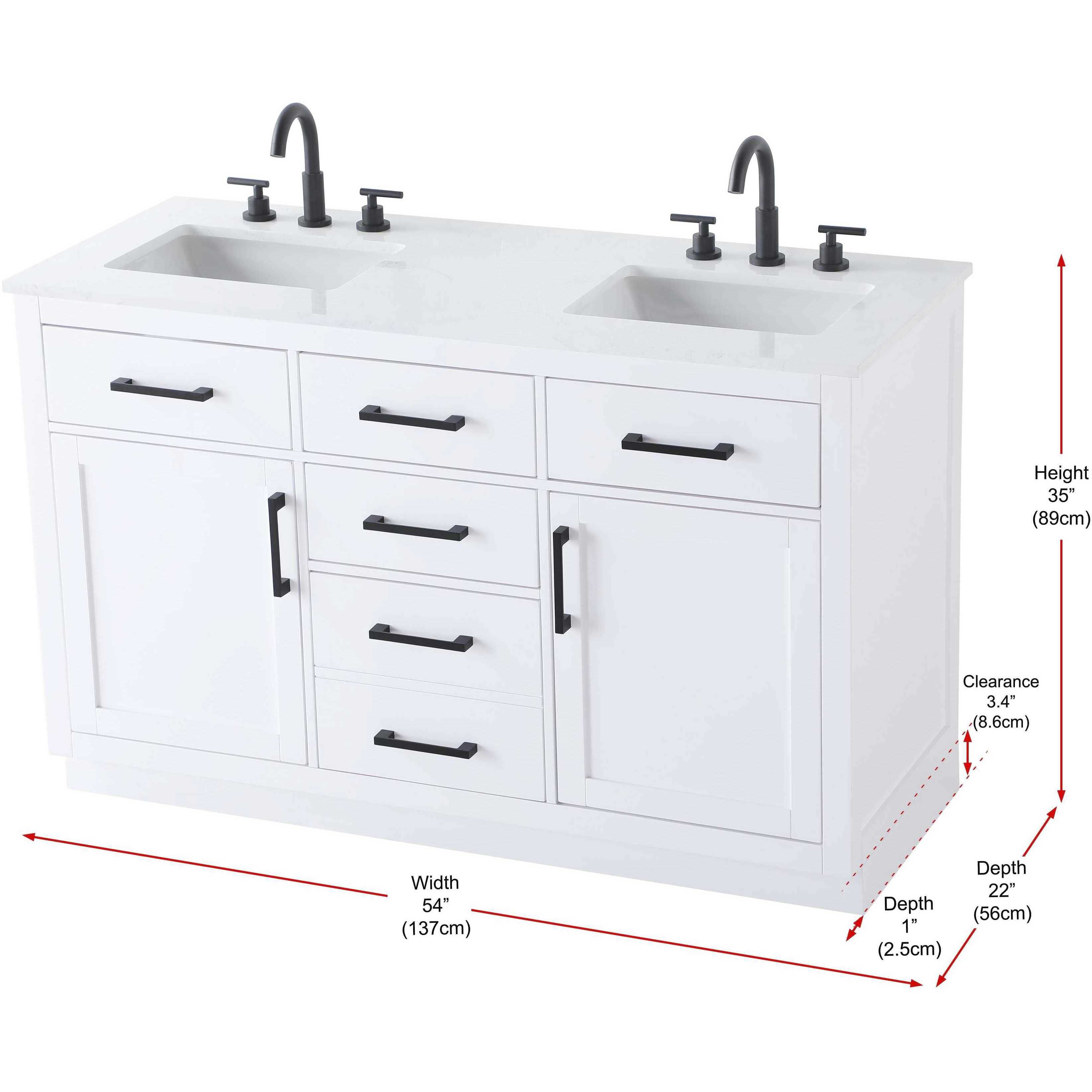 Alden 54 X 35 inch White Bathroom Vanity Cabinet