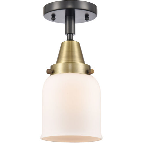 Franklin Restoration Small Bell LED 5 inch Black Antique Brass Flush Mount Ceiling Light in Matte White Glass