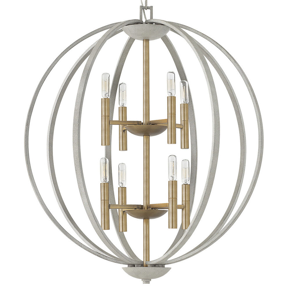 Euclid 8 Light 28.25 inch Cement Gray with Brushed Gold Indoor Foyer Light Ceiling Light