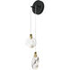 Pebble Wall Sconce Wall Light in Clear Crystal, Black and Polished Gold