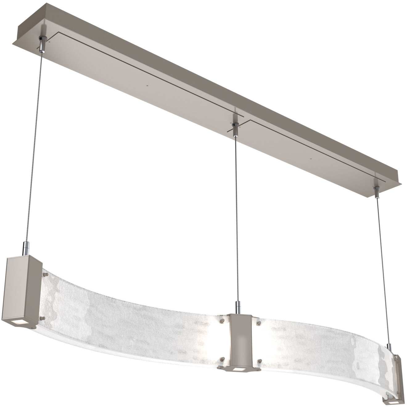 Parallel LED 48 inch Beige Silver Linear Pendant Ceiling Light in Metallic Beige Silver, Clear Granite, 2700K LED, Curved