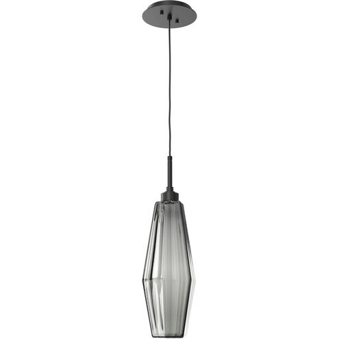 Aalto LED 5.1 inch Matte Black Pendant Ceiling Light in 3000K LED, Optic Rib Smoke