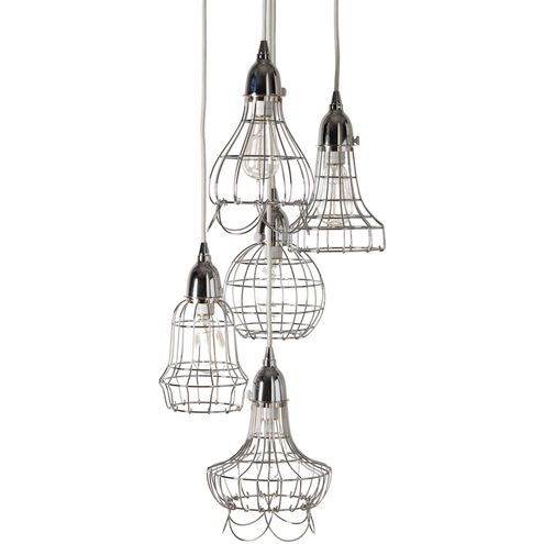 Wire 5 Light 6 inch Silver Pendant Ceiling Light