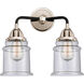 Nouveau 2 Canton 2 Light 14 inch Black Polished Nickel Bath Vanity Light Wall Light in Seedy Glass