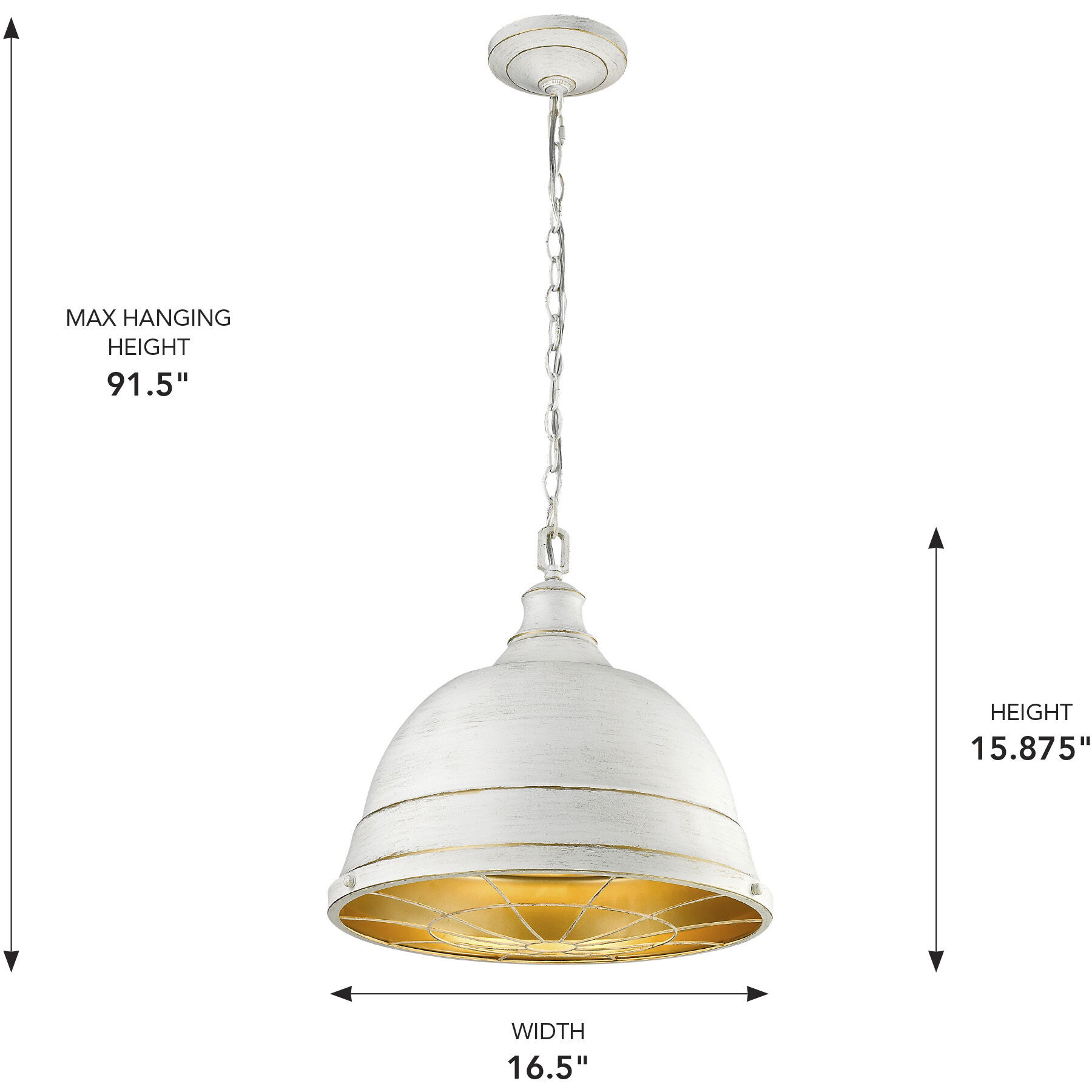 Bartlett Pendant Ceiling Light in French White, Large