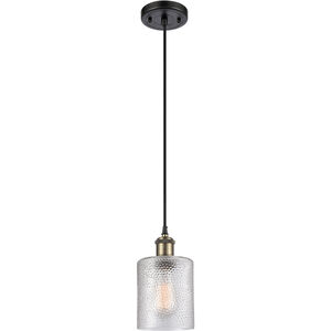 Ballston Cobbleskill LED 5 inch Black Antique Brass Mini Pendant Ceiling Light in Clear Glass, Ballston