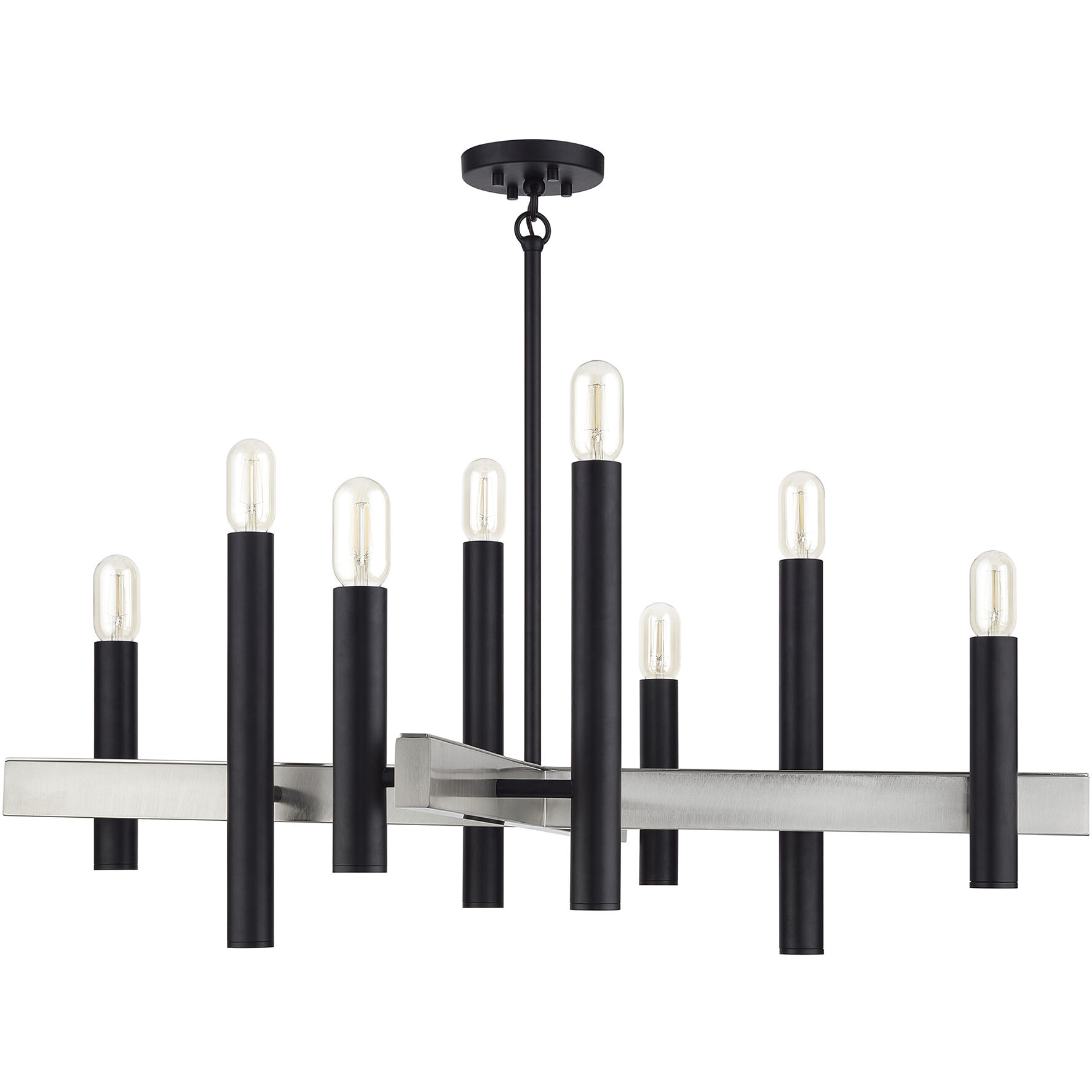 Helsinki 8 Light 38 inch Black with Brushed Nickel Accents Chandelier Ceiling Light
