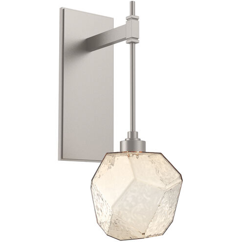 Gem LED 6.3 inch Beige Silver Indoor Sconce Wall Light in 3000K LED, Metallic Beige Silver, Amber, Tempo