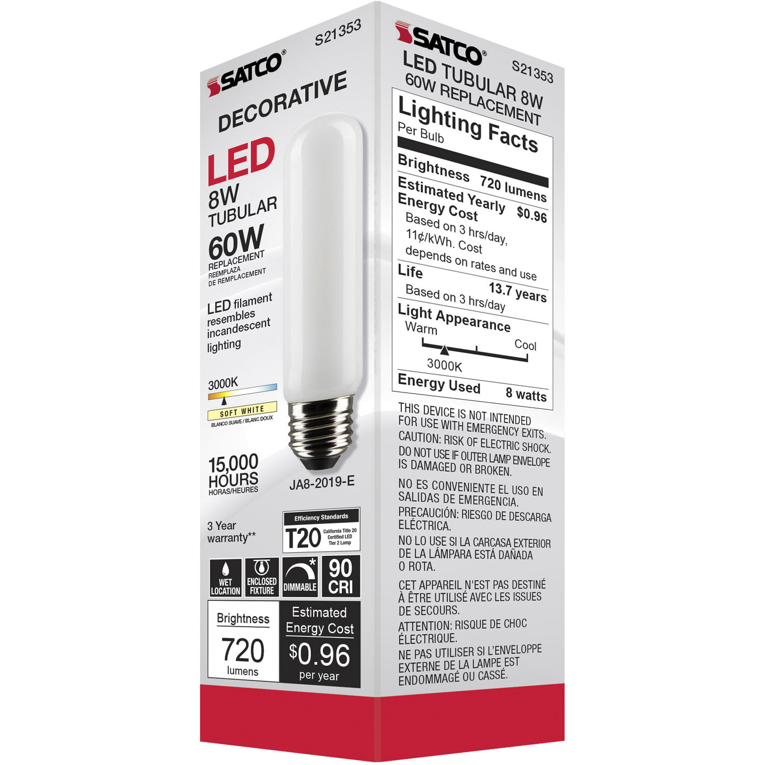 Lumos LED Medium Medium 8.00 watt 3000K LED Filament