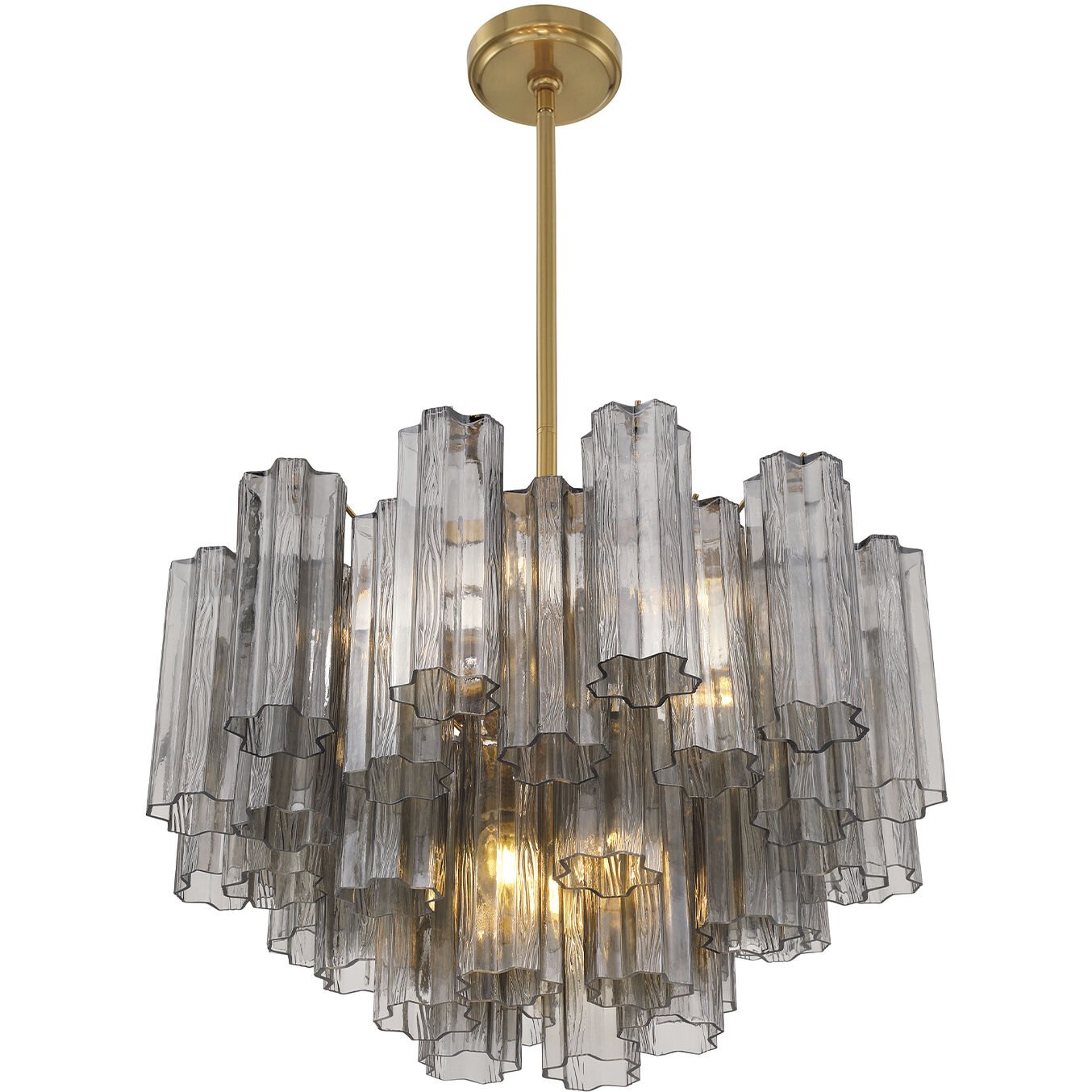 Addis 9 Light 22 inch Aged Brass Chandelier Ceiling Light in Tronchi Glass Smoke