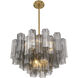 Addis 9 Light 22 inch Aged Brass Chandelier Ceiling Light in Tronchi Glass Smoke