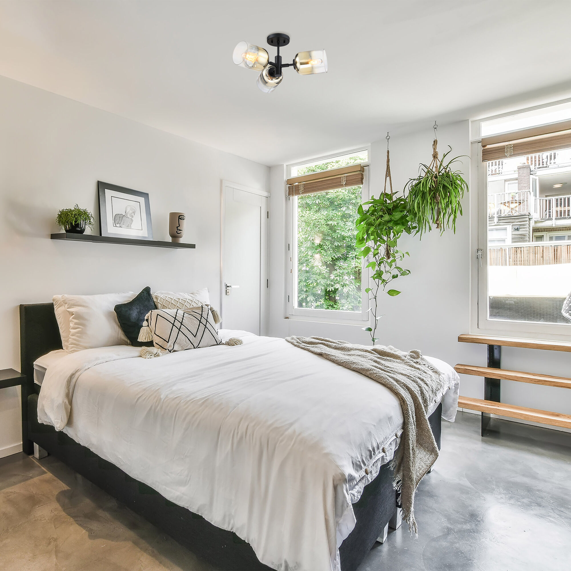 Gatsby 3 Light 20.5 inch Matte Black Semi Flush Mount Ceiling Light