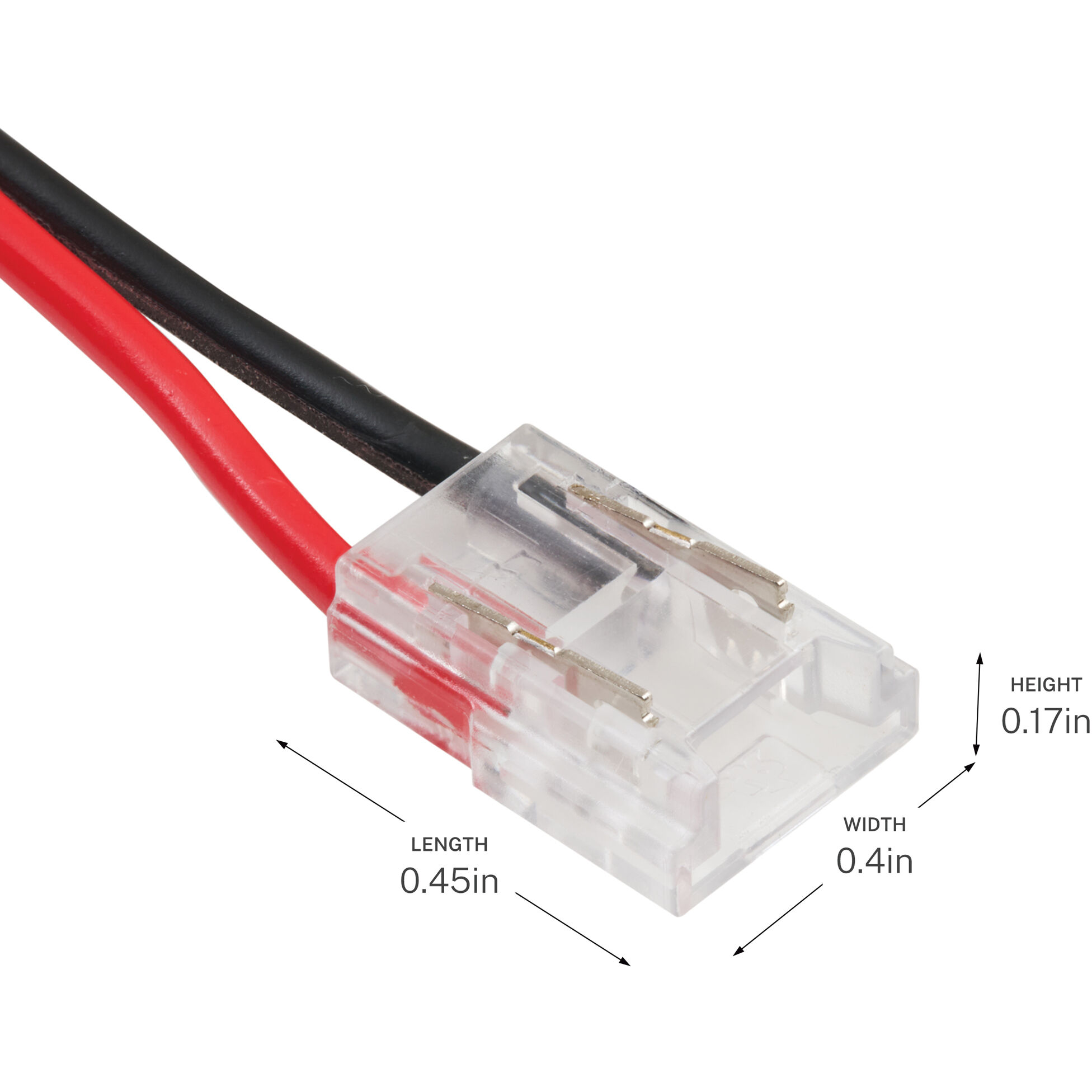 COB Dry Clear 0.45 inch Crimp Connectors, Tape to Supply Lead